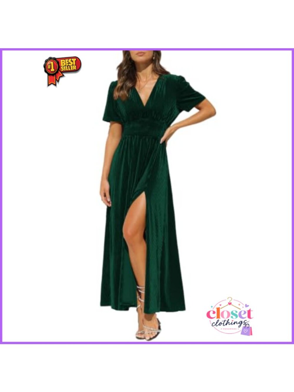 Velvet Maxi Dress V-Neck A-Line Formal Wedding Guest Gown